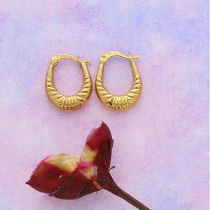 Gold Round Hoop Fashion Earrings 18KT - FKJERN18K9261