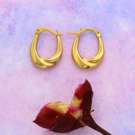 Gold Classic Stud Hoop Round Fashion Earrings 18KT - FKJERN18K9262