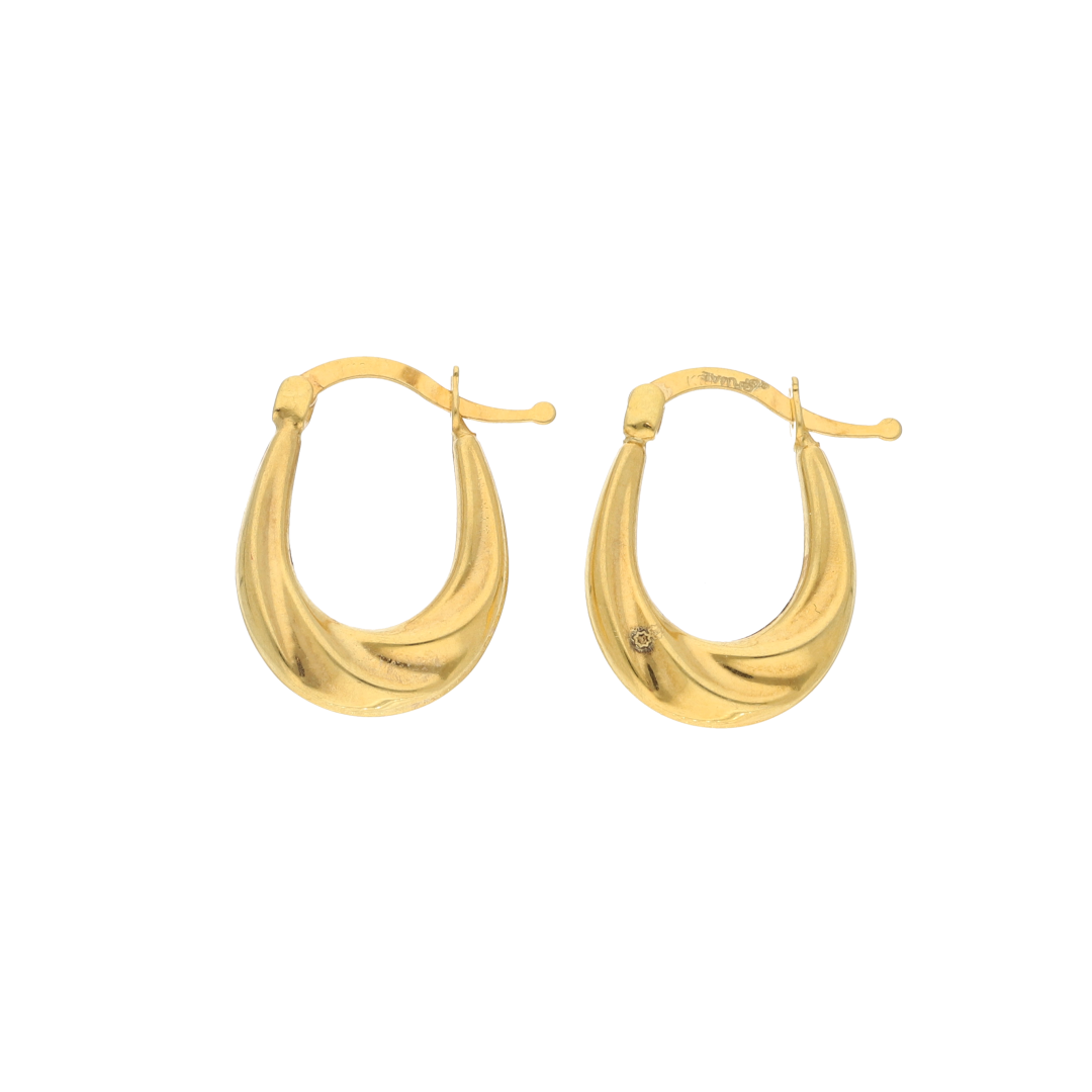 Gold Twist Hoop Oval Earrings 18KT - FKJERN18K9266