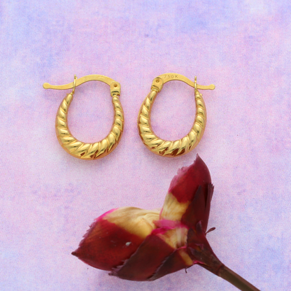 Gold Hoop Stud Design Earrings 18KT - FKJERN18K9247