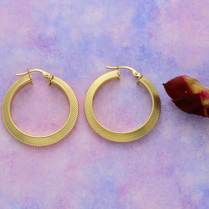 Gold Classic Hoop Round Earrings 18KT - FKJERN18K9275