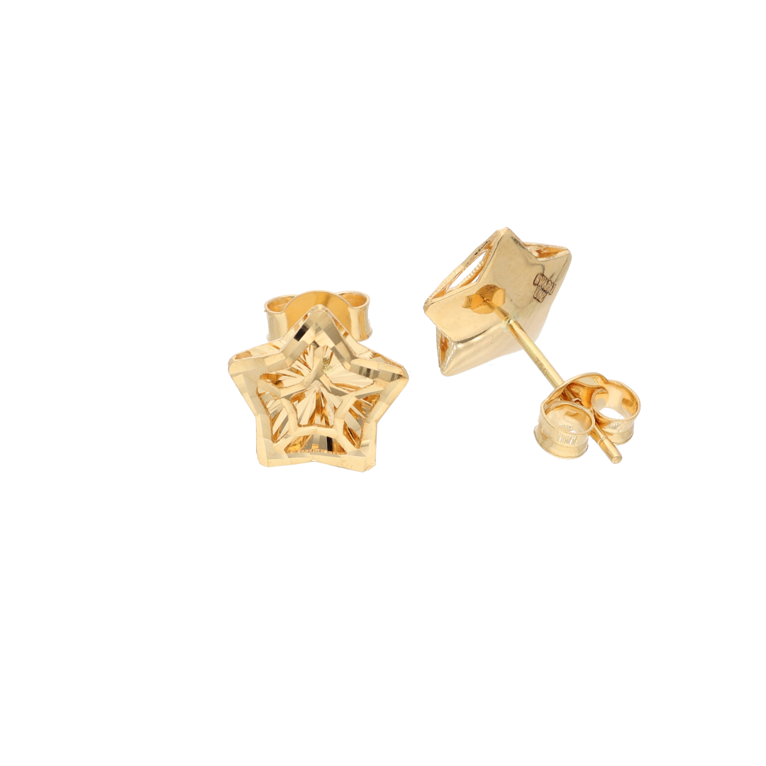 Gold Star Shaped Earrings 18KT - FKJERN18K9280