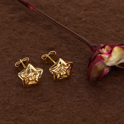 Gold Star Shaped Earrings 18KT - FKJERN18K9280