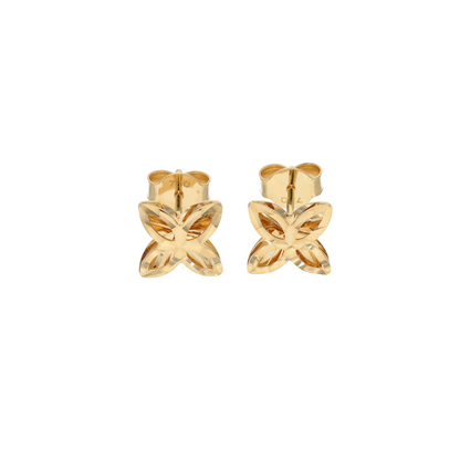 Gold Four Four Leaf Clover Design Earrings 18KT - FKJERN18K9286