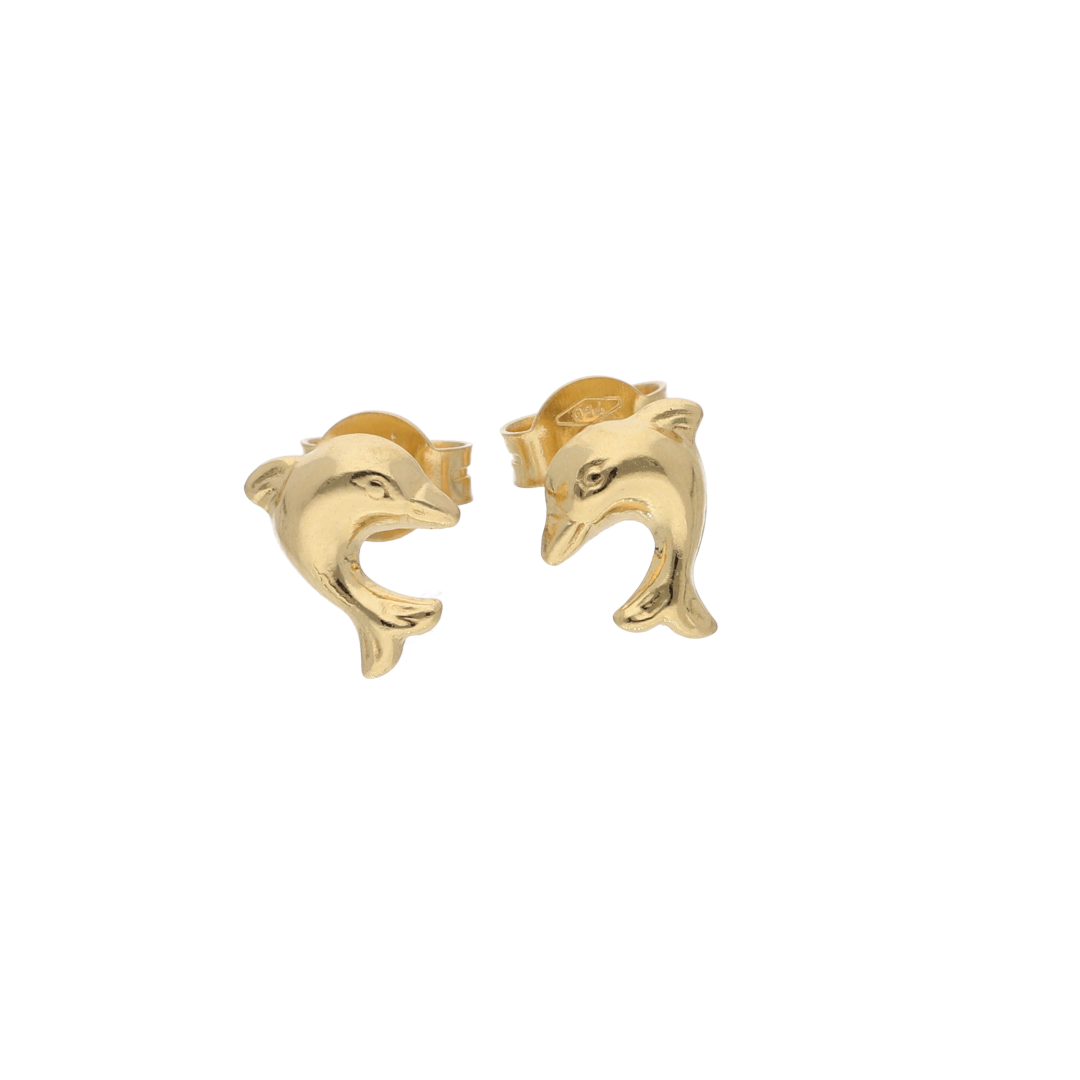 Gold Dolphin Shaped Earrings 18KT - FKJERN18K9290