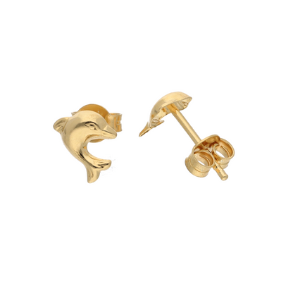 Gold Dolphin Shaped Earrings 18KT - FKJERN18K9290