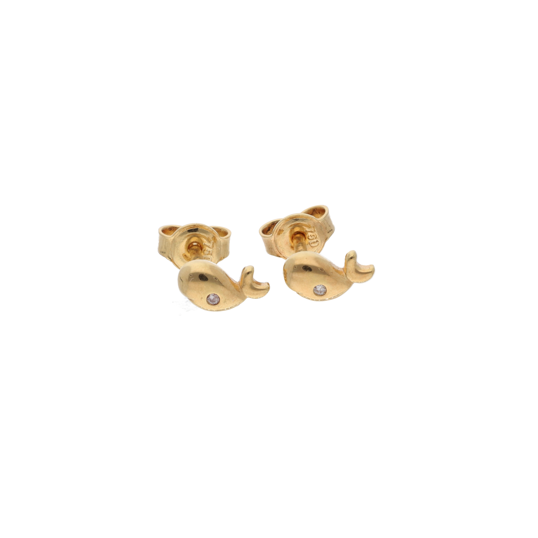 Gold Baby Whale Shaped Earrings 18KT - FKJERN18K9291