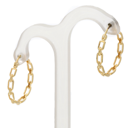 Gold Link Chain Round Shaped Earrings 18KT - FKJERN18K9294