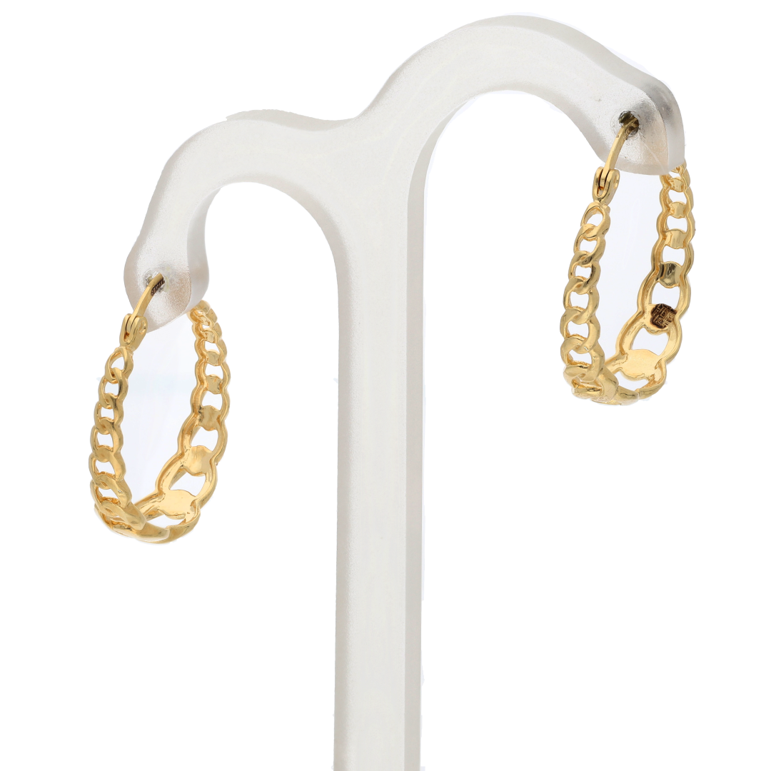 Gold Link Chain Round Shaped Earrings 18KT - FKJERN18K9295