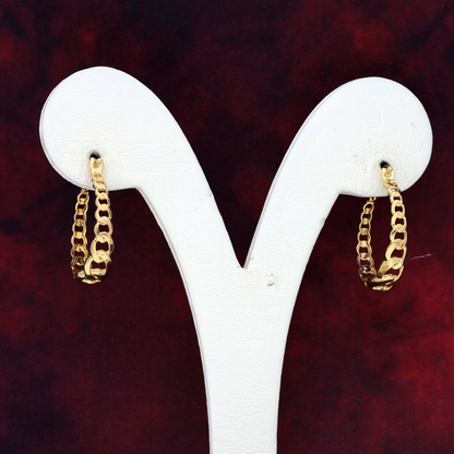Gold Link Chain Round Shaped Earrings 18KT - FKJERN18K9295