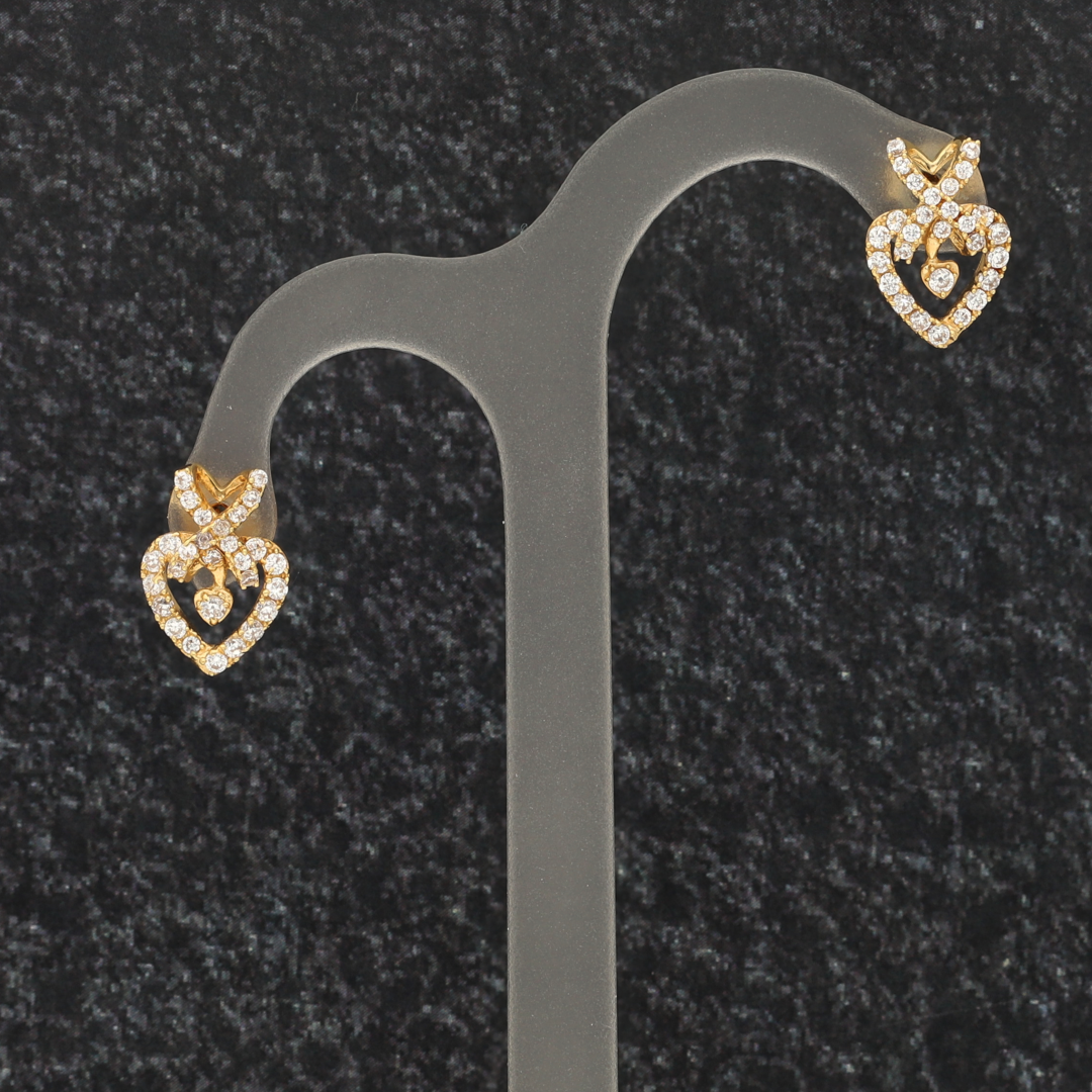 Gold Heart Shaped Earrings 18KT - FKJERN18K9297