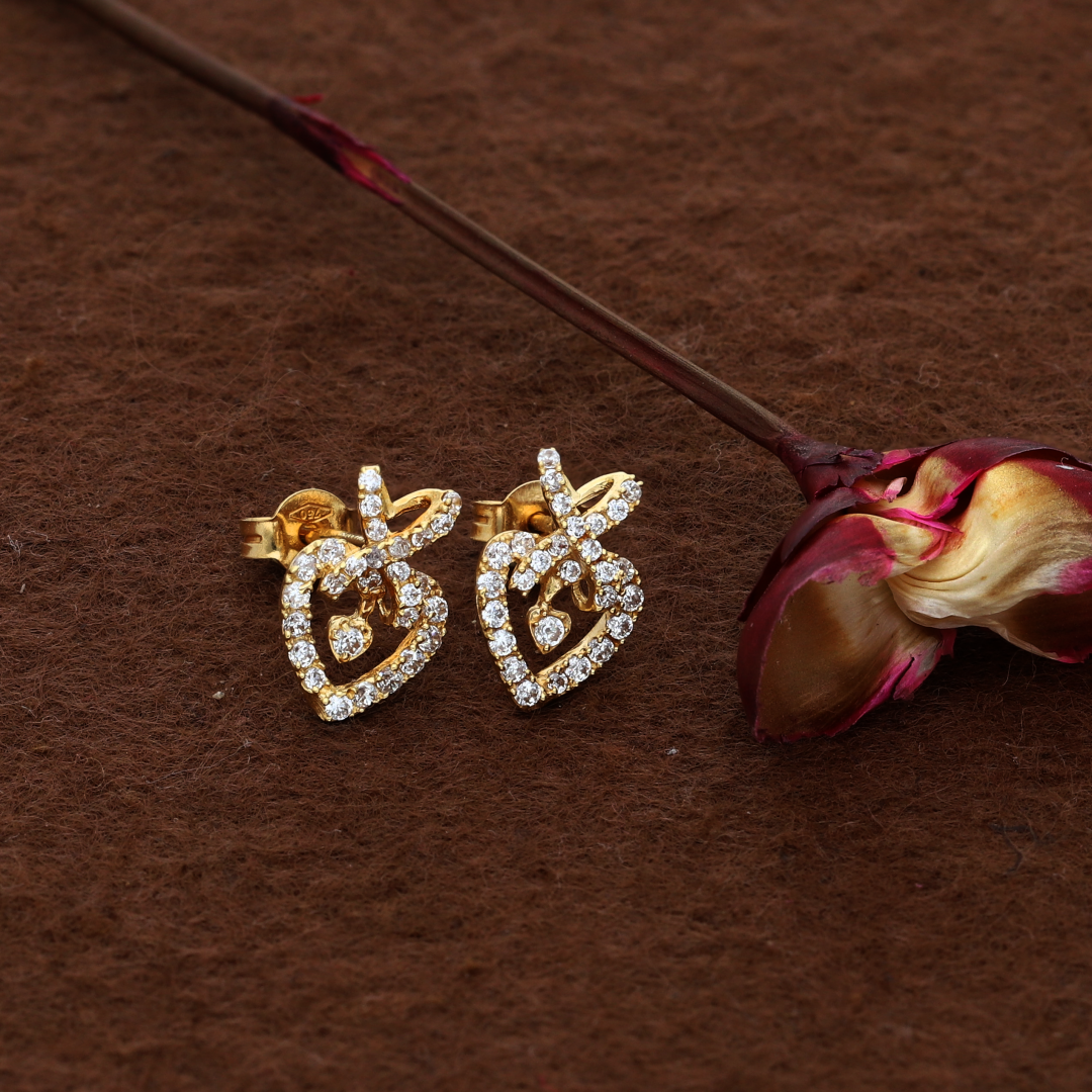 Gold Heart Shaped Earrings 18KT - FKJERN18K9297