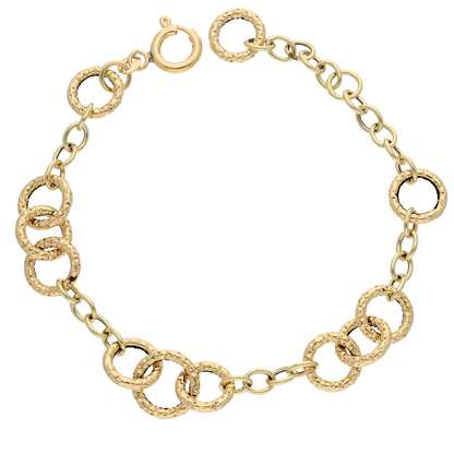 Gold Textured Link Chain Bracelet 18KT - FKJBRL18K9308