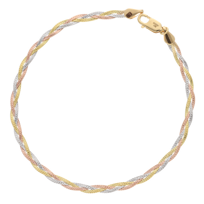 Gold Tri Braided Bracelet 18KT - FKJBRL18K9315