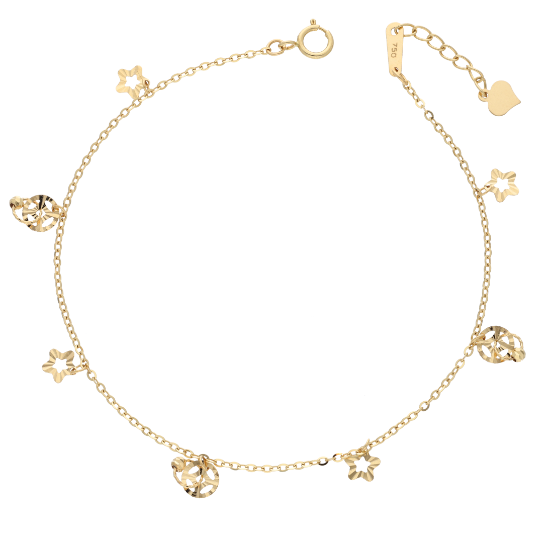 Gold Nature Star Charm Bracelet 18KT - FKJBRL18K9324