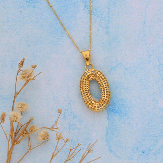 Gold Hallow Oval Shaped Necklace 21KT - FKJNKL21KM9326