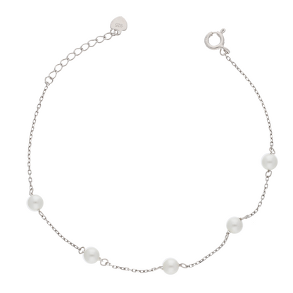 Sterling Silver 925 Round Pearl Bracelet - FKJBRLSL9341