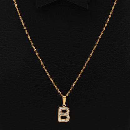 Gold Necklace (Chain with B Shaped Alphabet Letter Pendant) 18KT - FKJNKL18K9408