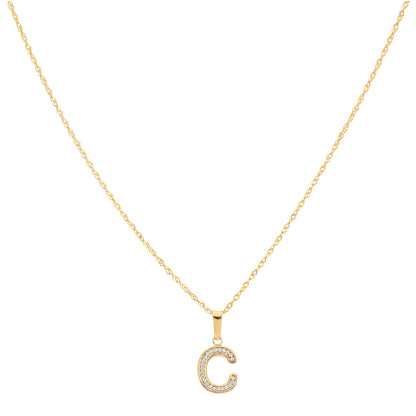 Gold Necklace (Chain with C Shaped Alphabet Letter Pendant) 18KT - FKJNKL18K9409