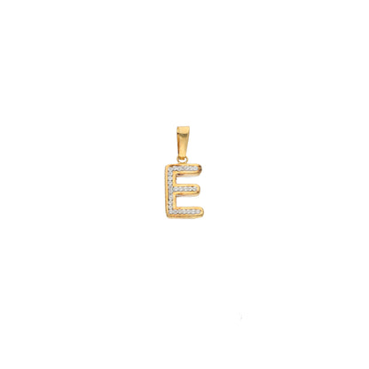 Gold E Shaped Alphabet Letter Pendant 18KT - FKJPND18K9411