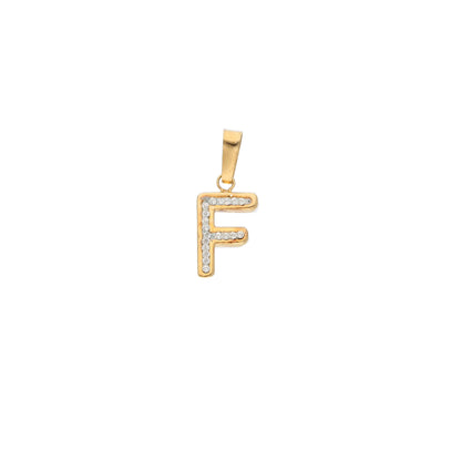 Gold F Shaped Alphabet Letter Pendant 18KT - FKJPND18K9412