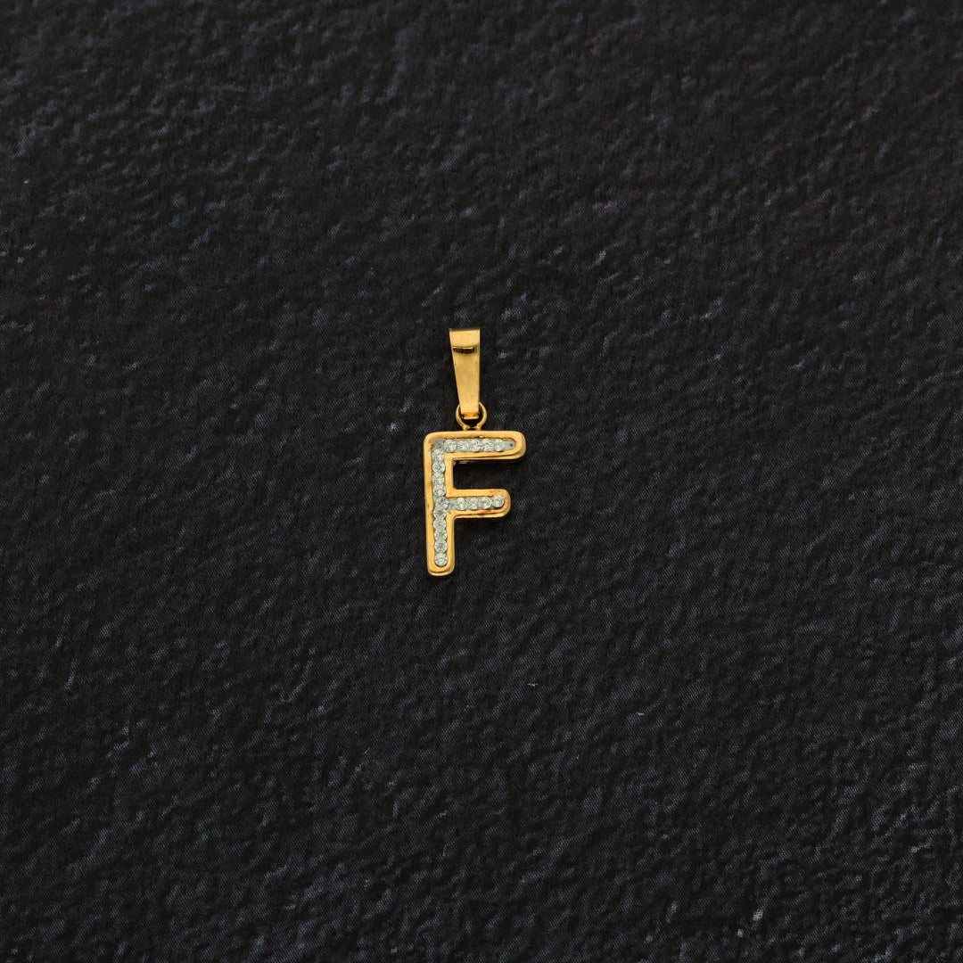 Gold F Shaped Alphabet Letter Pendant 18KT - FKJPND18K9412