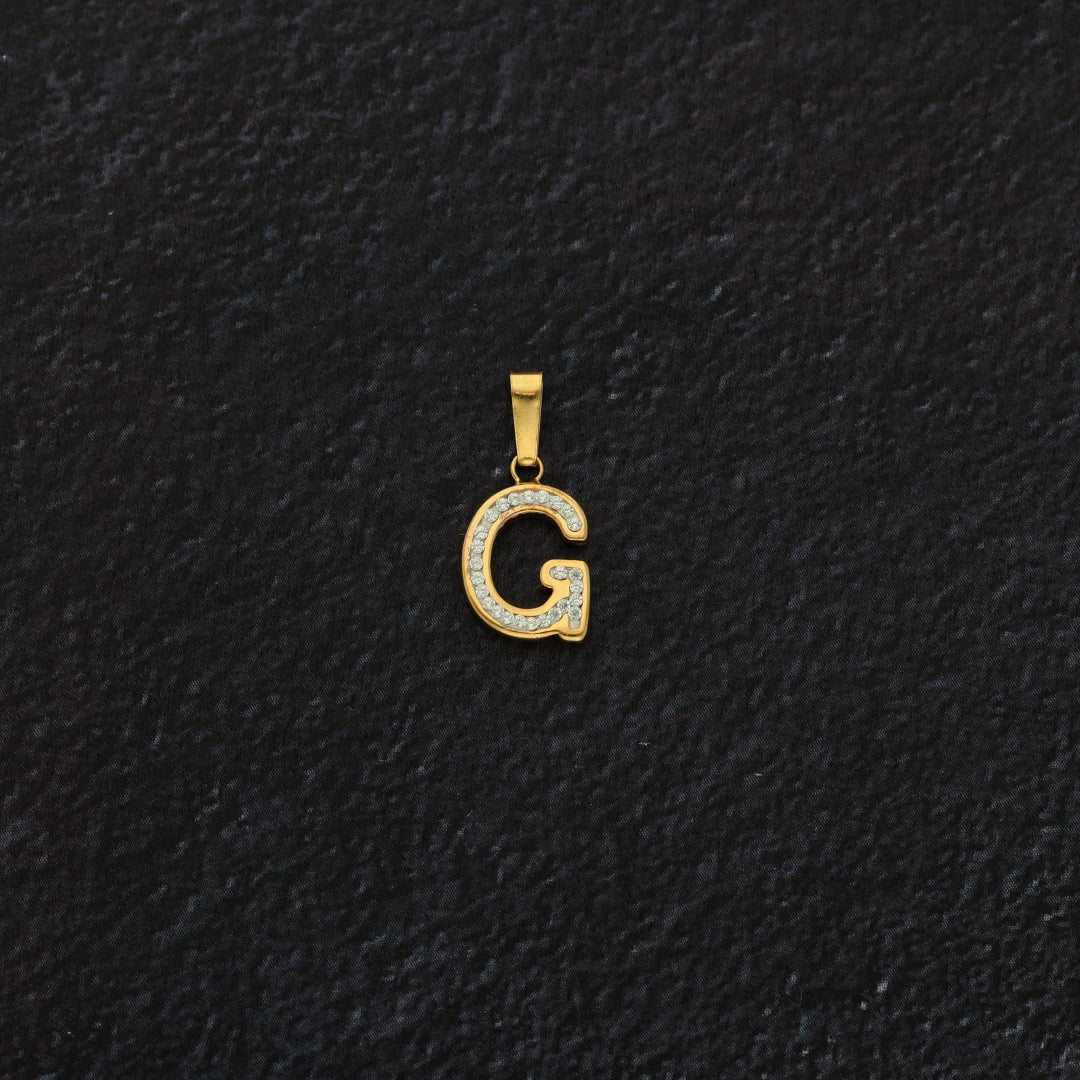 Gold G Shaped Alphabet Letter Pendant 18KT - FKJPND18K9423