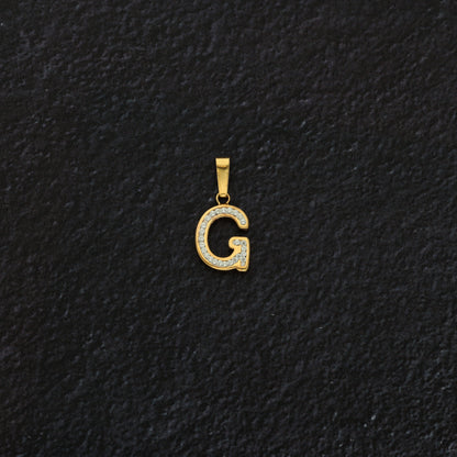 Gold G Shaped Alphabet Letter Pendant 18KT - FKJPND18K9423