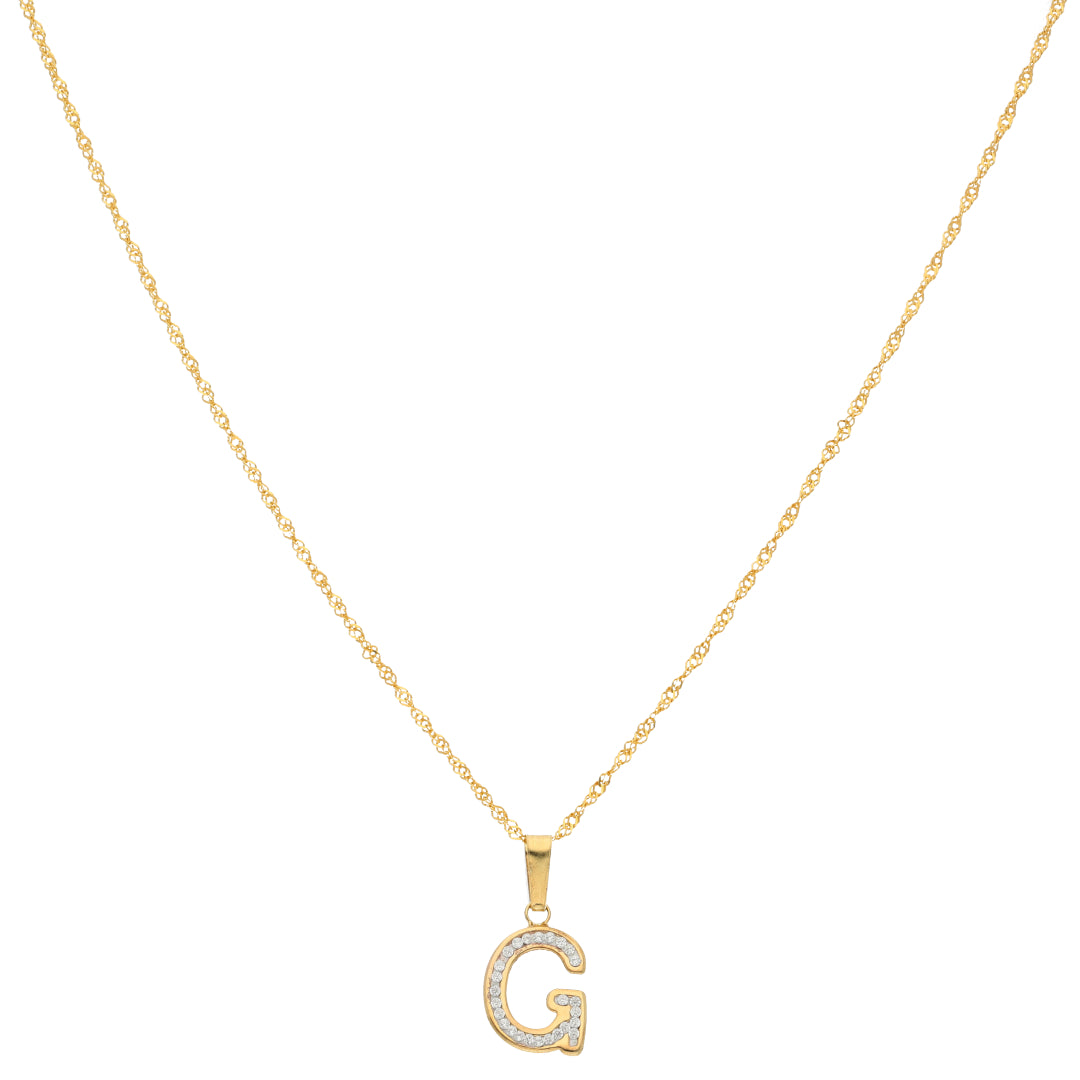 Gold Necklace (Chain with G Shaped Alphabet Letter Pendant) 18KT - FKJNKL18K9423