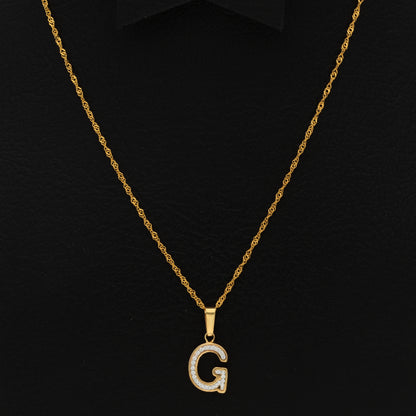 Gold Necklace (Chain with G Shaped Alphabet Letter Pendant) 18KT - FKJNKL18K9423