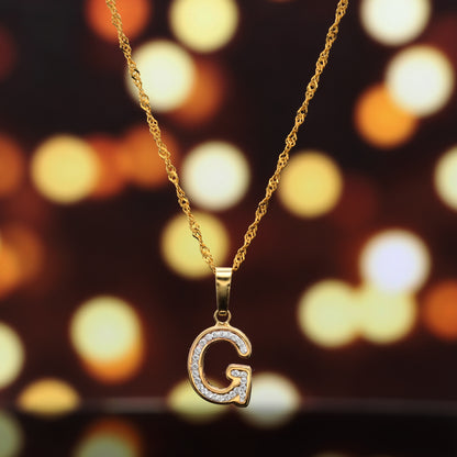 Gold Necklace (Chain with G Shaped Alphabet Letter Pendant) 18KT - FKJNKL18K9423