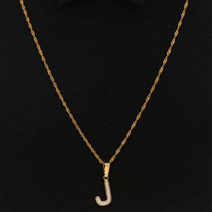 Gold Necklace (Chain with J Shaped Alphabet Letter Pendant) 18KT - FKJNKL18K9416