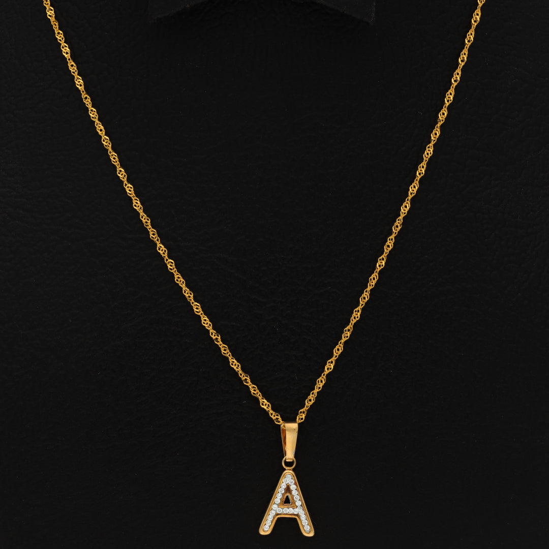 Gold Necklace (Chain with A Shaped Alphabet Letter Pendant) 18KT - FKJNKL18K9407