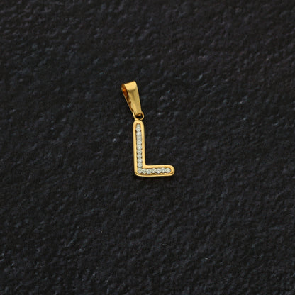 Gold L Shaped Alphabet Letter Pendant 18KT - FKJPND18K9417