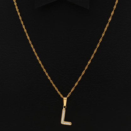 Gold Necklace (Chain with L Shaped Alphabet Letter Pendant) 18KT - FKJNKL18K9417