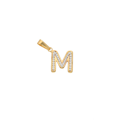 Gold M Shaped Alphabet Letter Pendant 18KT - FKJPND18K9418