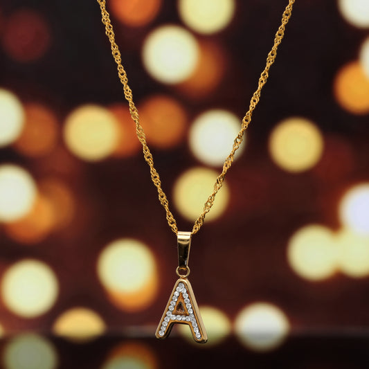 Gold Necklace (Chain with A Shaped Alphabet Letter Pendant) 18KT - FKJNKL18K9407