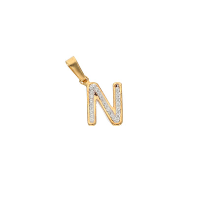 Gold N Shaped Alphabet Letter Pendant 18KT - FKJPND18K9419