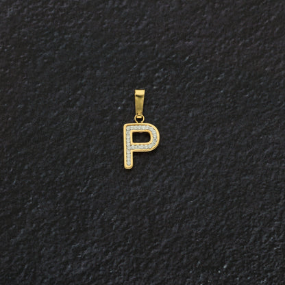 Gold P Shaped Alphabet Letter Pendant 18KT - FKJPND18K9420