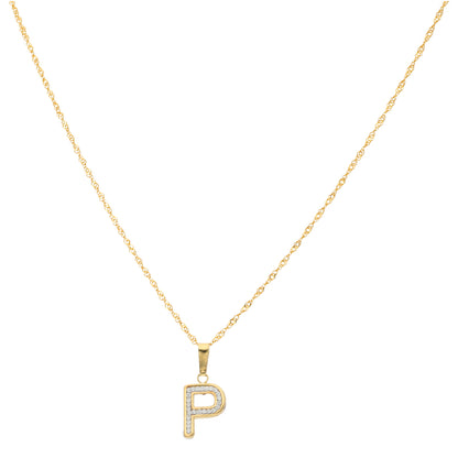 Gold Necklace (Chain with P Shaped Alphabet Letter Pendant) 18KT - FKJNKL18K9420