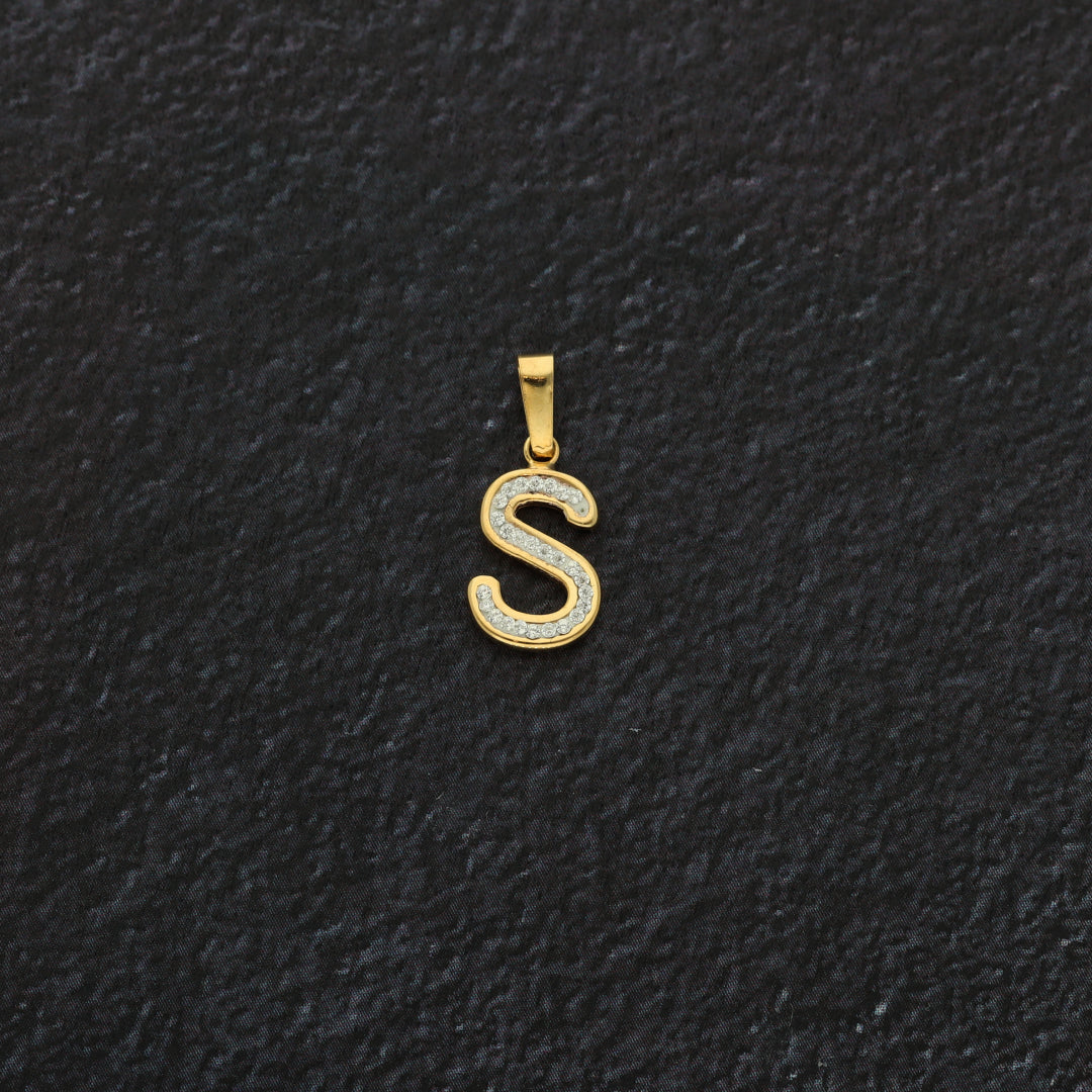 Gold S Shaped Alphabet Letter Pendant 18KT - FKJPND18K9422