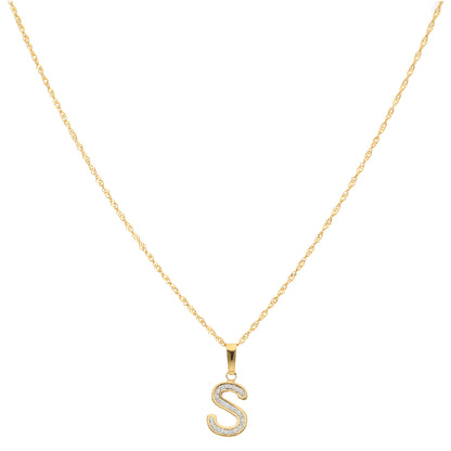 Gold Necklace (Chain with S Shaped Alphabet Letter Pendant) 18KT - FKJNKL18K9422