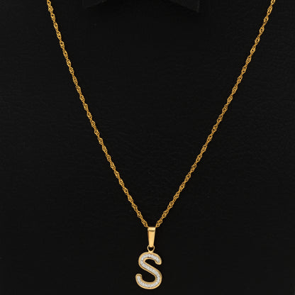 Gold Necklace (Chain with S Shaped Alphabet Letter Pendant) 18KT - FKJNKL18K9422