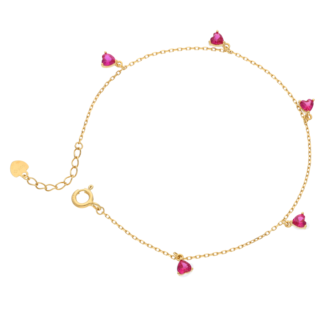 Sterling Silver 925 Classy Pink Heart Bracelet - FKJBRLSL9347