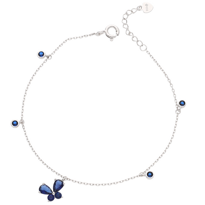 Sterling Silver 925 Blue Butterfly Shaped Bracelet - FKJBRLSL9356