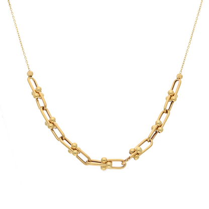 Gold Paper Clip Shaped Necklace 18KT - FKJNKL18K9366