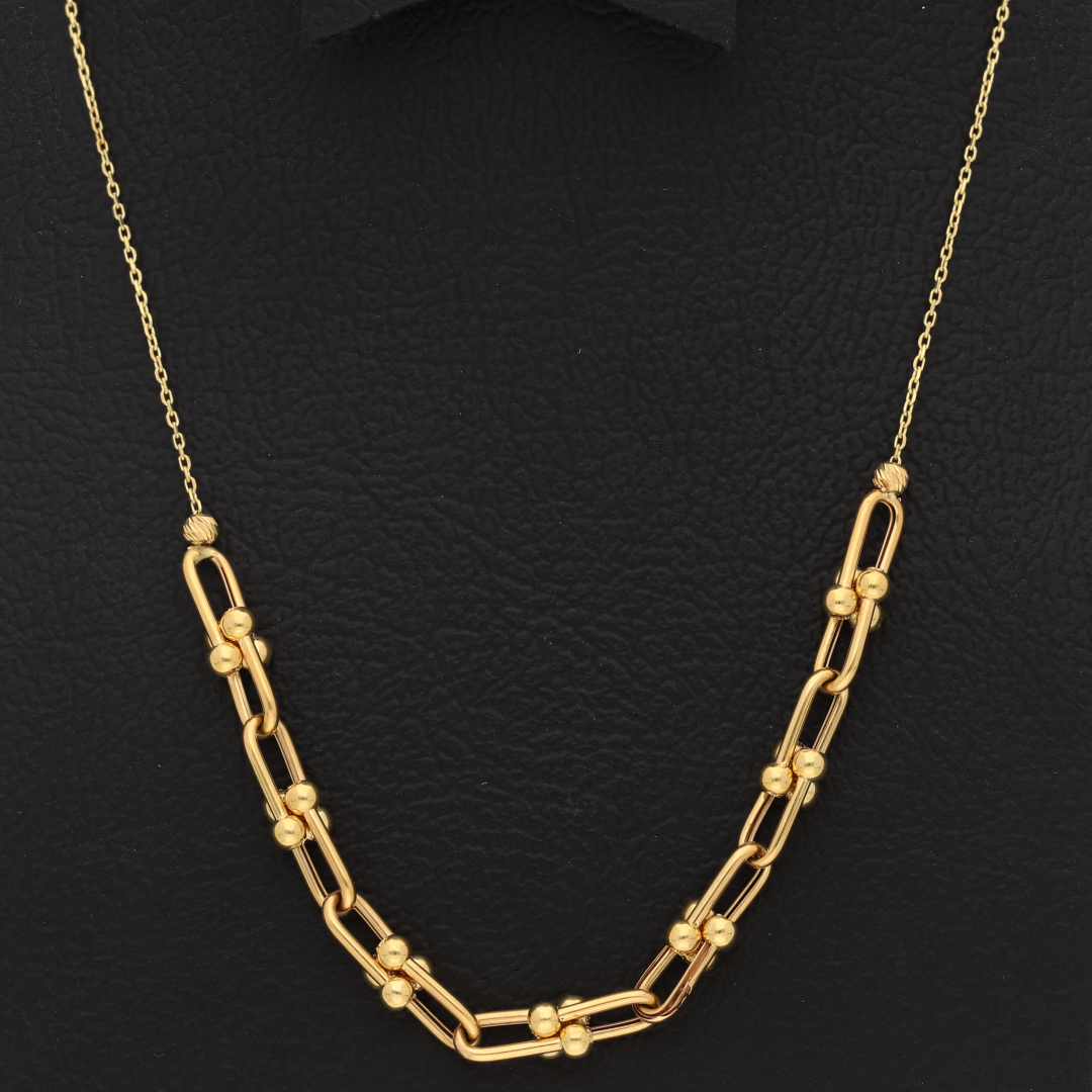 Gold Paper Clip Shaped Necklace 18KT - FKJNKL18K9366