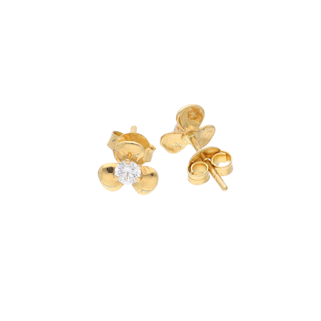 Gold Tri Leaf Earrings 18KT - FKJERN18K9377