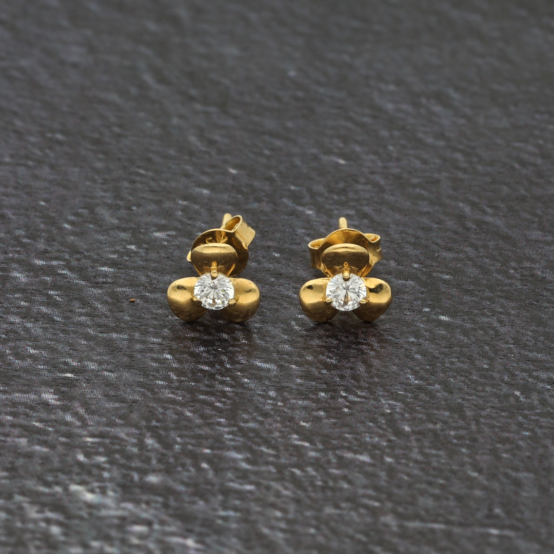 Gold Tri Leaf Earrings 18KT - FKJERN18K9377