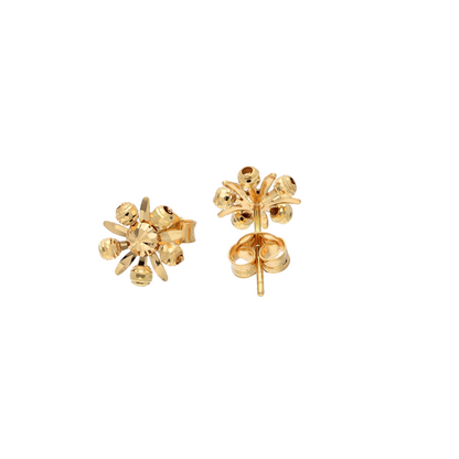 Gold Classy Flower Shaped Earrings 18KT - FKJERN18K9379